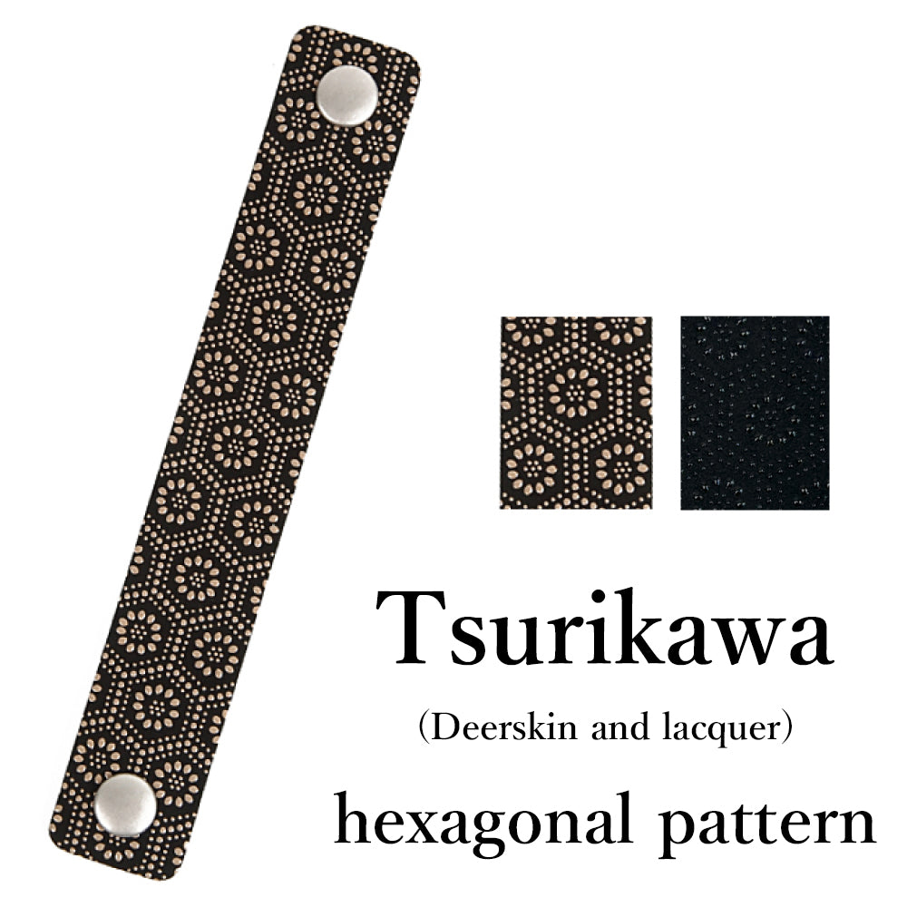 【C-140】 TSURIKAWA INDEN (Tortoiseshell pattern) 印伝 ホック式 吊り革 亀甲柄