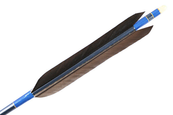 【D-1332】Black Fletching - Set of 6 (Shaft Size2015)黒手羽 2015 グレーシャフト 6本組 ハギ糸:青
