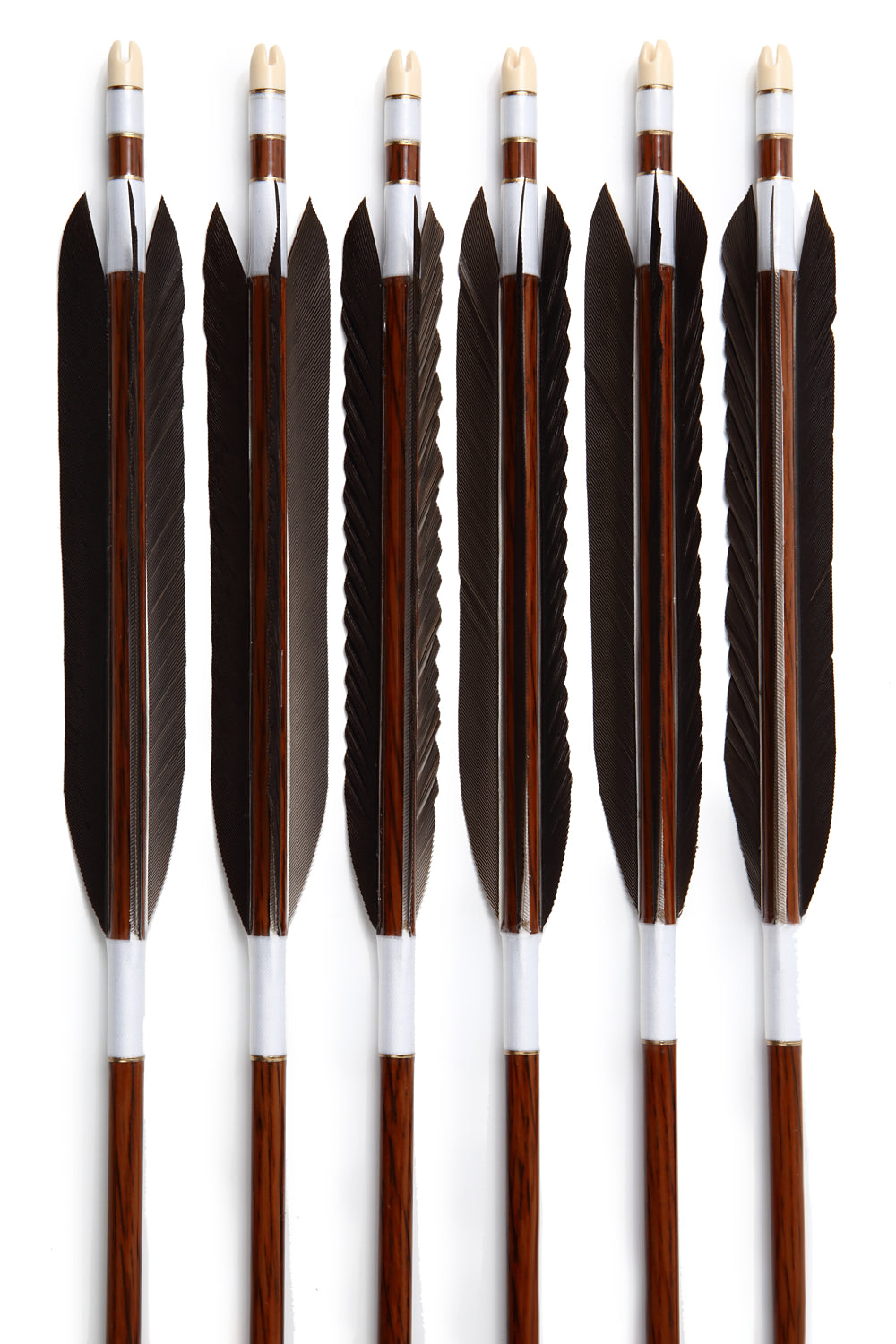 【D-1887】(DEAL of the season !!!)Black tip feathers - Set of 6 (HAYABUSA Carbon 76-22) ハヤブサカーボン B級品 黒手羽 76-22 6本組