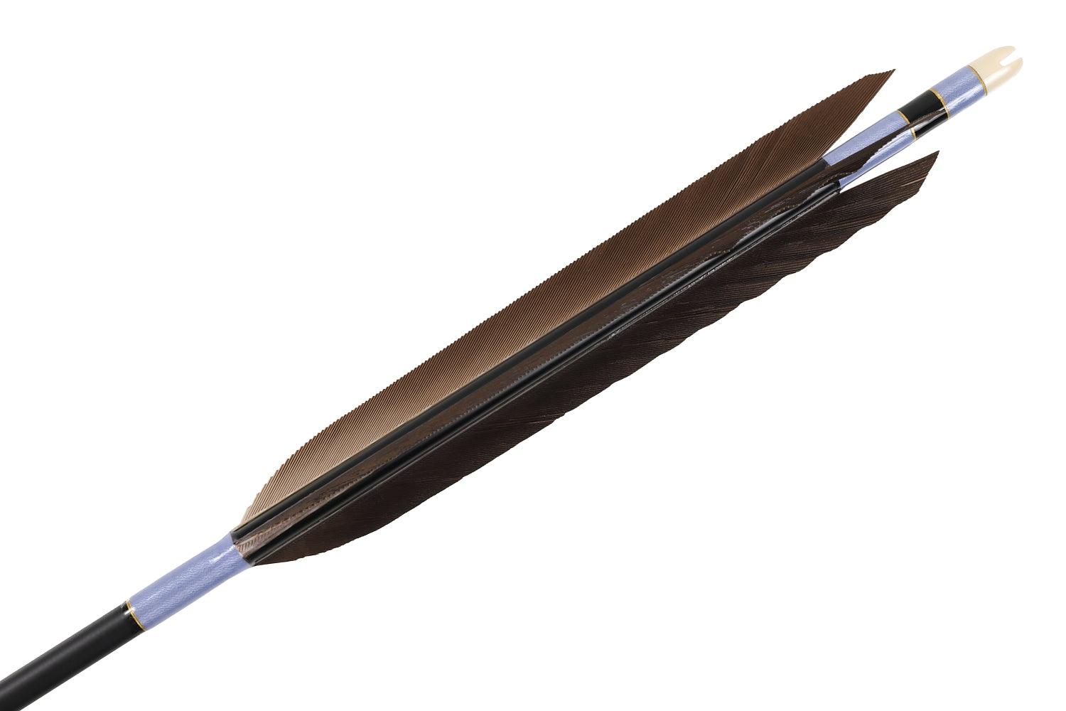 【D-1757】Black wing feather Fletching - Set of 6 (TAKUMI Carbon 75-17S) 黒手羽 匠カーボン 75-17S 6本組