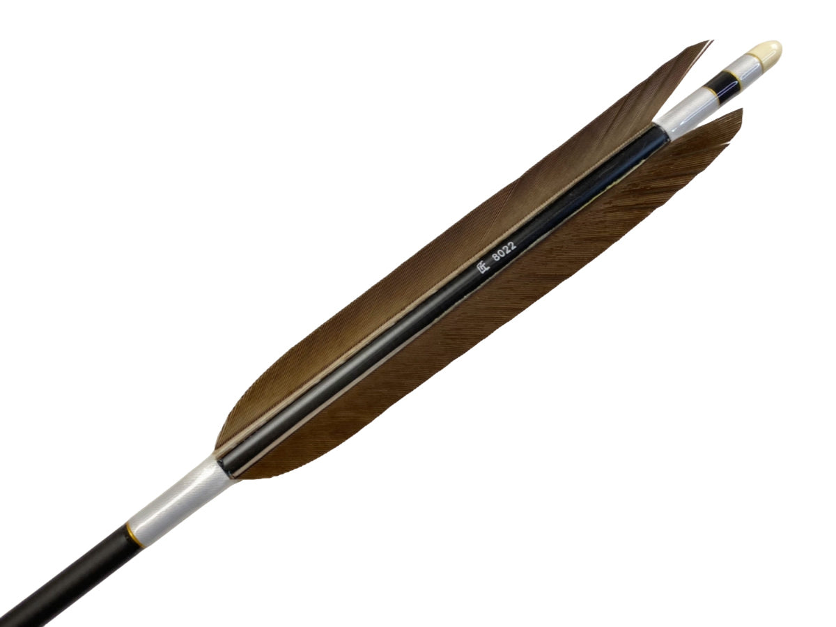 【D-1759】Black wing feather Fletching - Set of 6 (TAKUMI Carbon 80-22) 黒手羽 匠カーボン 80-22