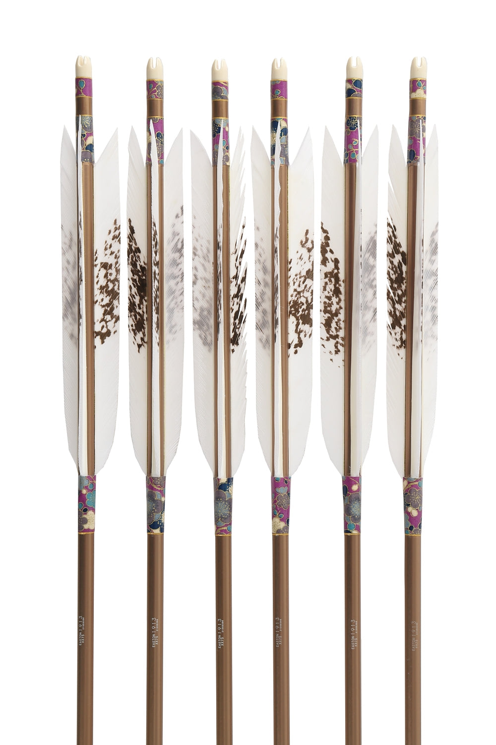【D-1766】Turkey Hand-dyed 2 ( 6 types ) - Set of 6 (Shaft Size 1913) Easton イーストン ターキー 手染2 1913シャフト 6本組