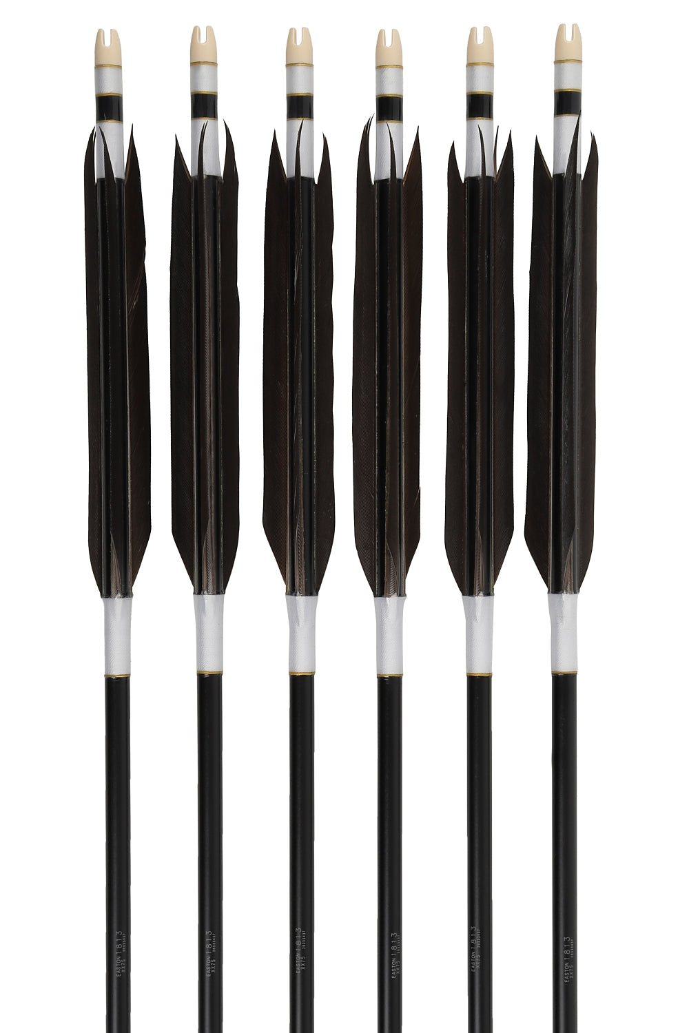 【D-1775】Enteki White goose / Black feather ( 4 types ) - Set of 6 (Shaft Size 1813) Easton イーストン 白グース・黒ヤリ羽根 遠的矢 1813シャフト 6本組