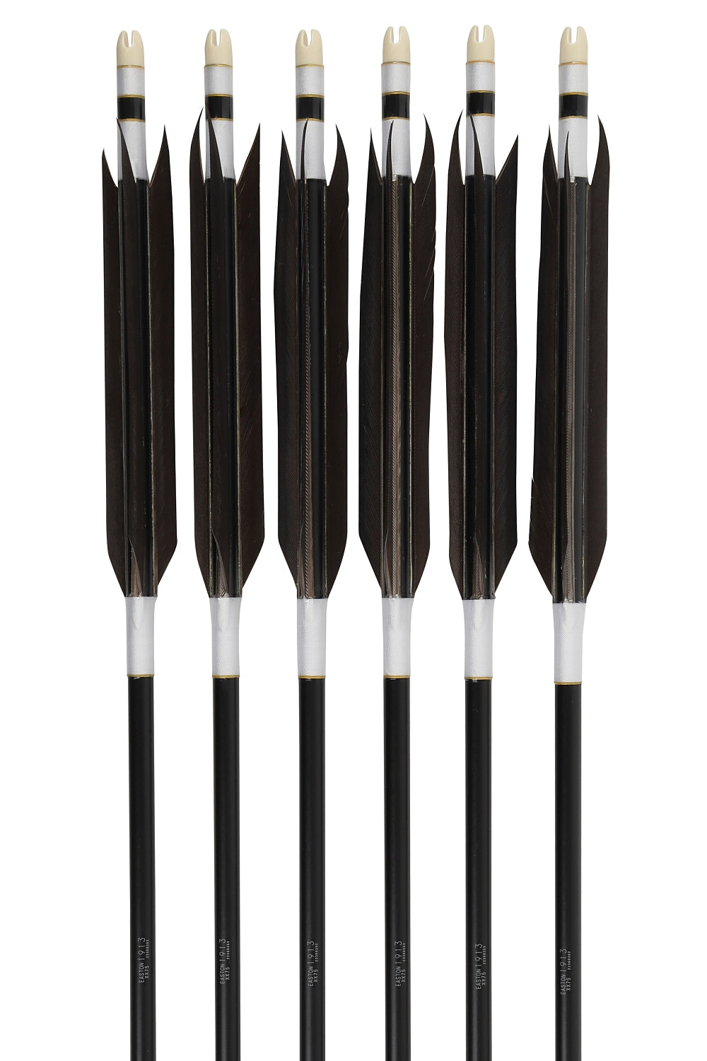 【D-1776】Enteki White goose / Black feather ( 4 types ) - Set of 6 (Shaft Size 1913) Easton イーストン 白グース・黒ヤリ羽根 遠的矢 1913シャフト 6本組
