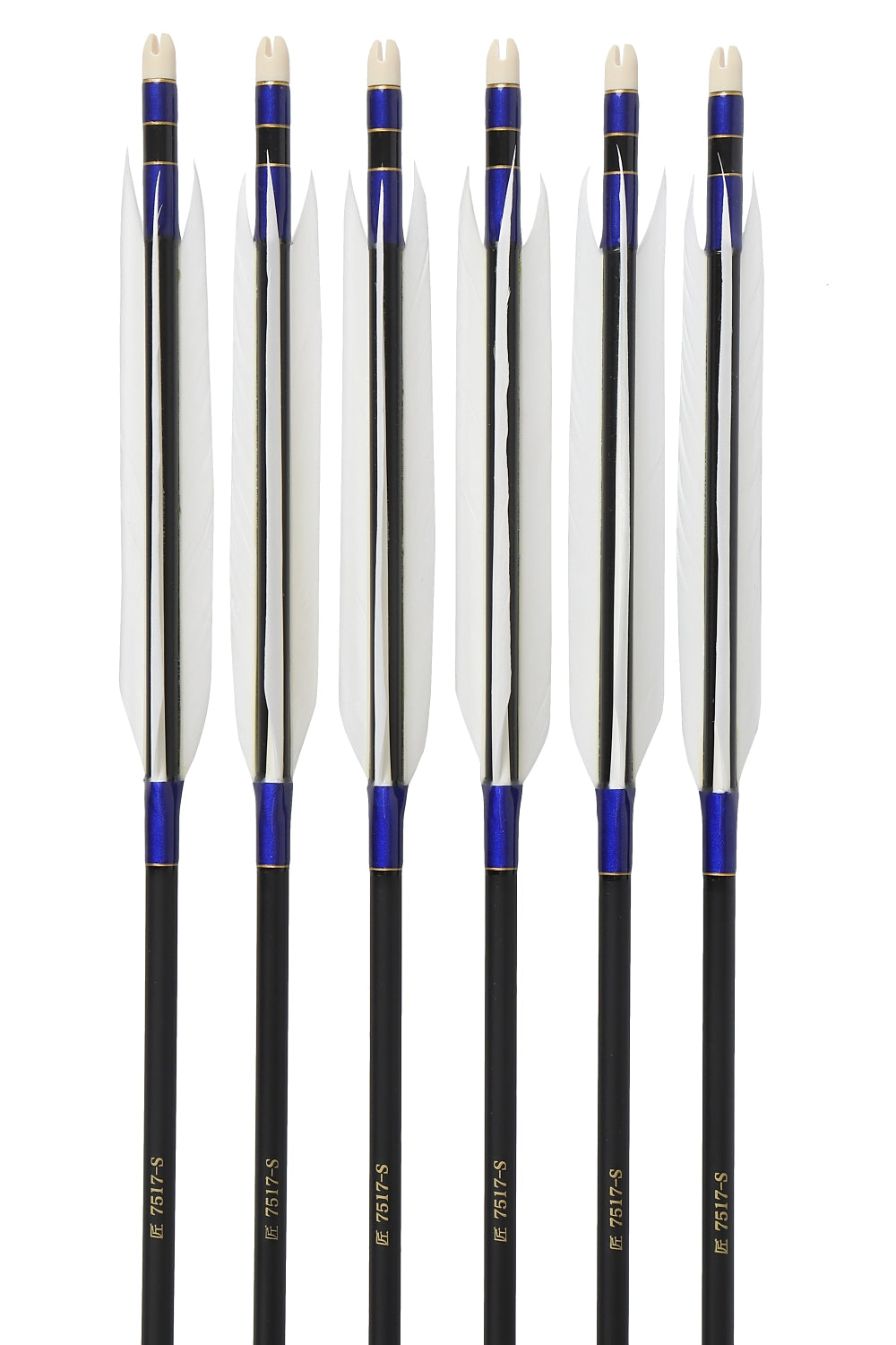 【D-1778】TAKUMI Carbon(Enteki) White Goose ( 6 types ) - Set of 6 (Shaft size 75-17S) 白グースナタ 遠的矢 匠カーボン 75-17S 6本組