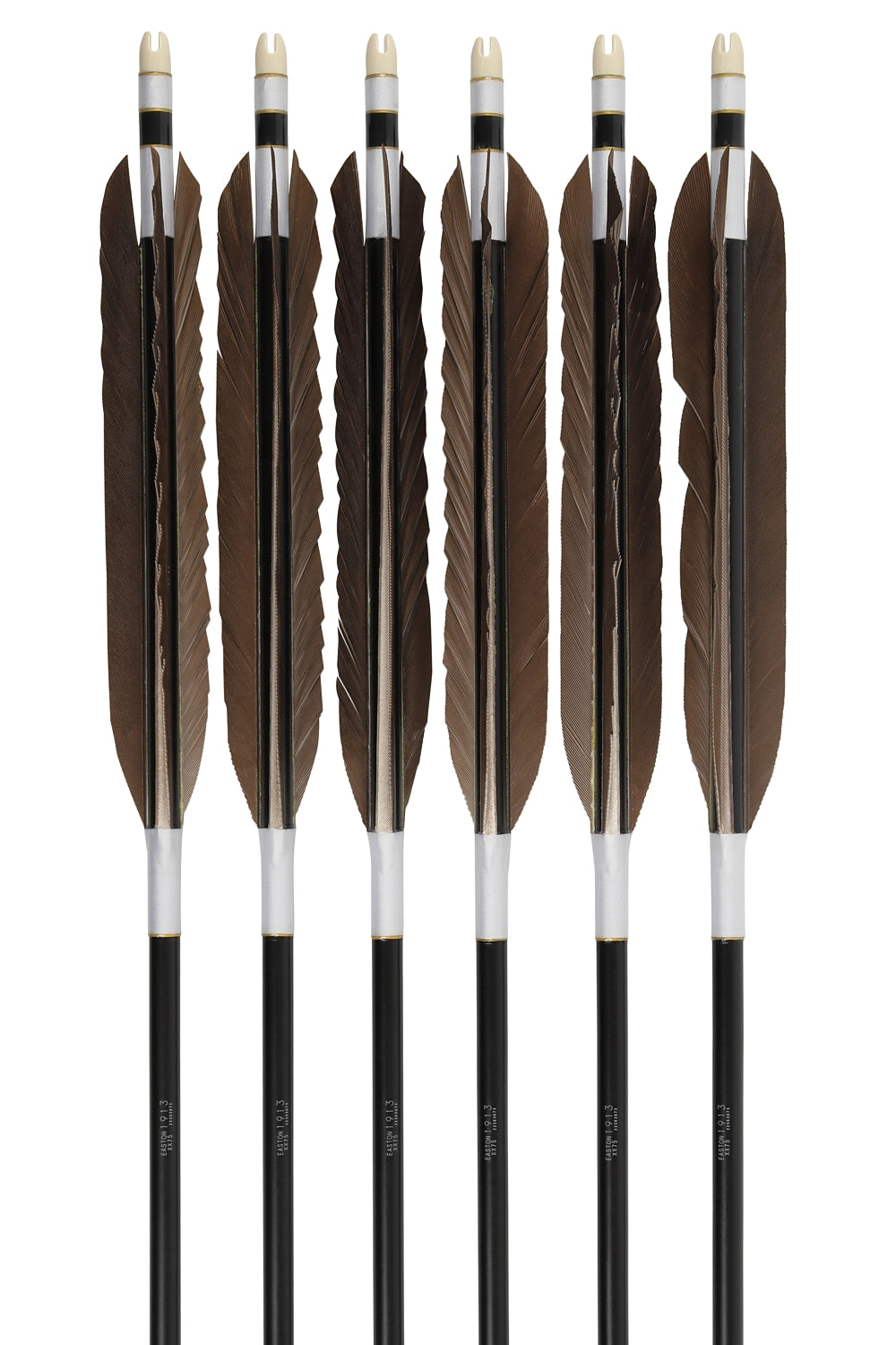 【D-1779】Black tip feather ( 6 types ) - Set of 6 (Shaft Size 1913) Easton イーストン 黒手羽 1913シャフト 6本組