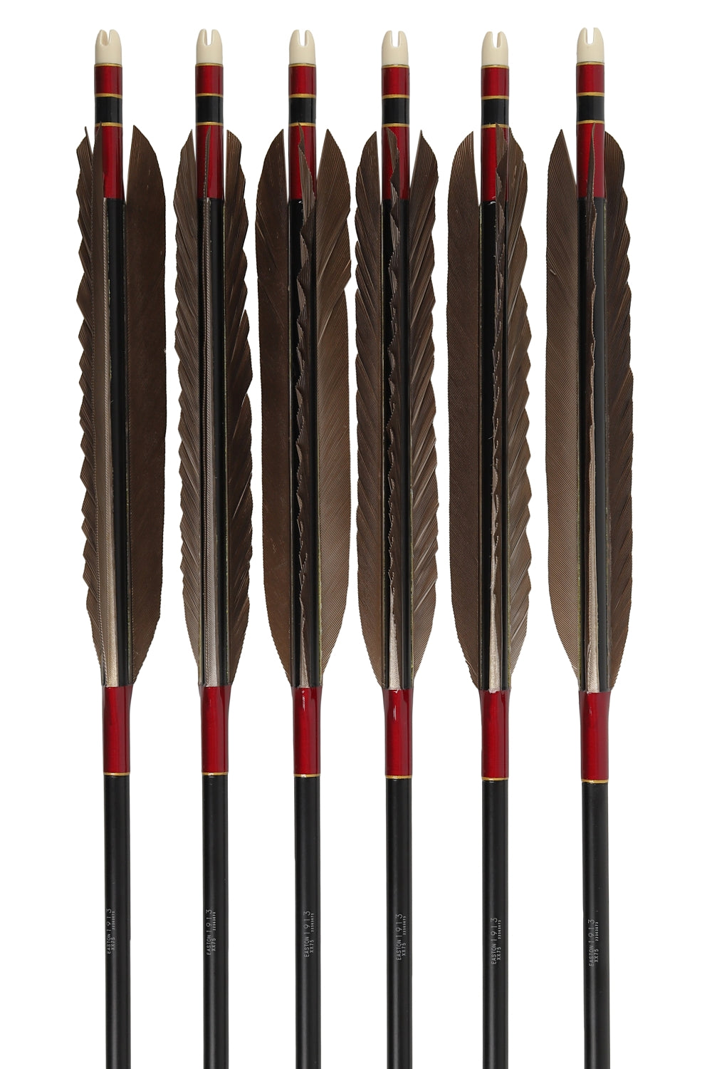 【D-1779】Black tip feather ( 6 types ) - Set of 6 (Shaft Size 1913) Easton イーストン 黒手羽 1913シャフト 6本組