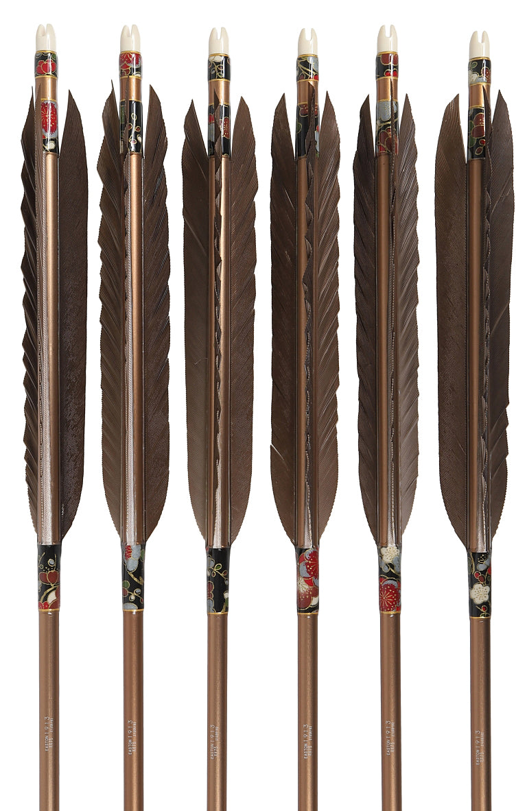 【D-1779】Black tip feather ( 6 types ) - Set of 6 (Shaft Size 1913) Easton イーストン 黒手羽 1913シャフト 6本組