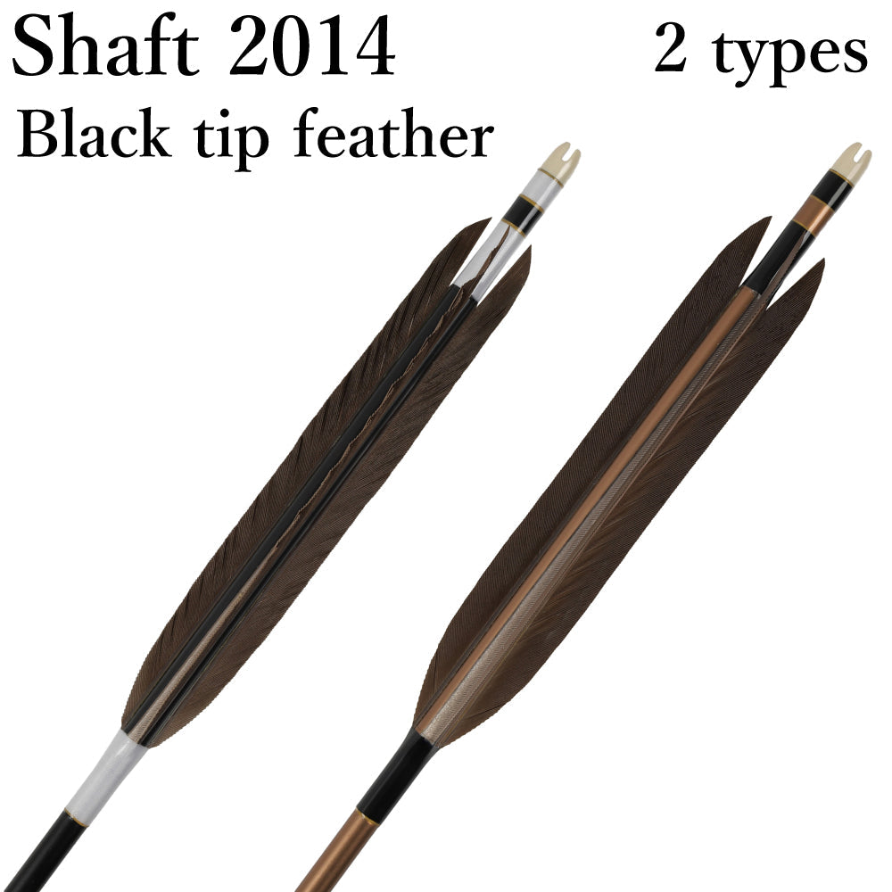 【D-1780】Black tip feather ( 6 types ) - Set of 6 (Shaft Size 2014) Easton イーストン 黒手羽 2014シャフト 6本組