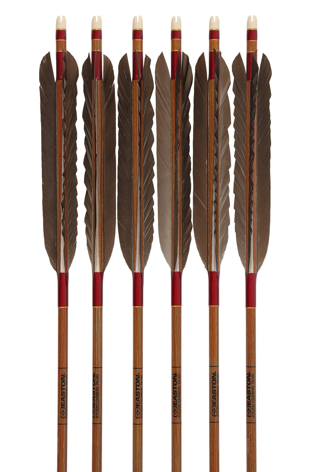 【D-1783】Black tip feather / Black tip feather(Dye fast:Motoshiro / Nakashiro / Sakishiro) ( 6 types ) Easton Carbon - Set of 6 (Shaft Size 76-20) 黒手羽・黒手羽染抜 元白・中白・先白 イーストンカーボン 76-20 6本組