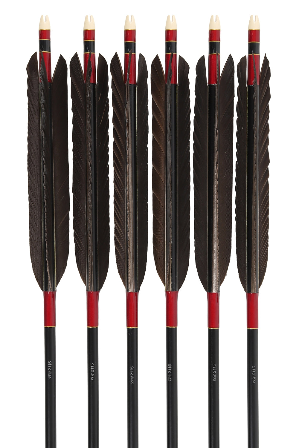 【D-1787】Black Wind feather ( 6 types ) - Set of 6 (Shaft Size 2115) Easton イーストン 黒風切 2115シャフト 6本組