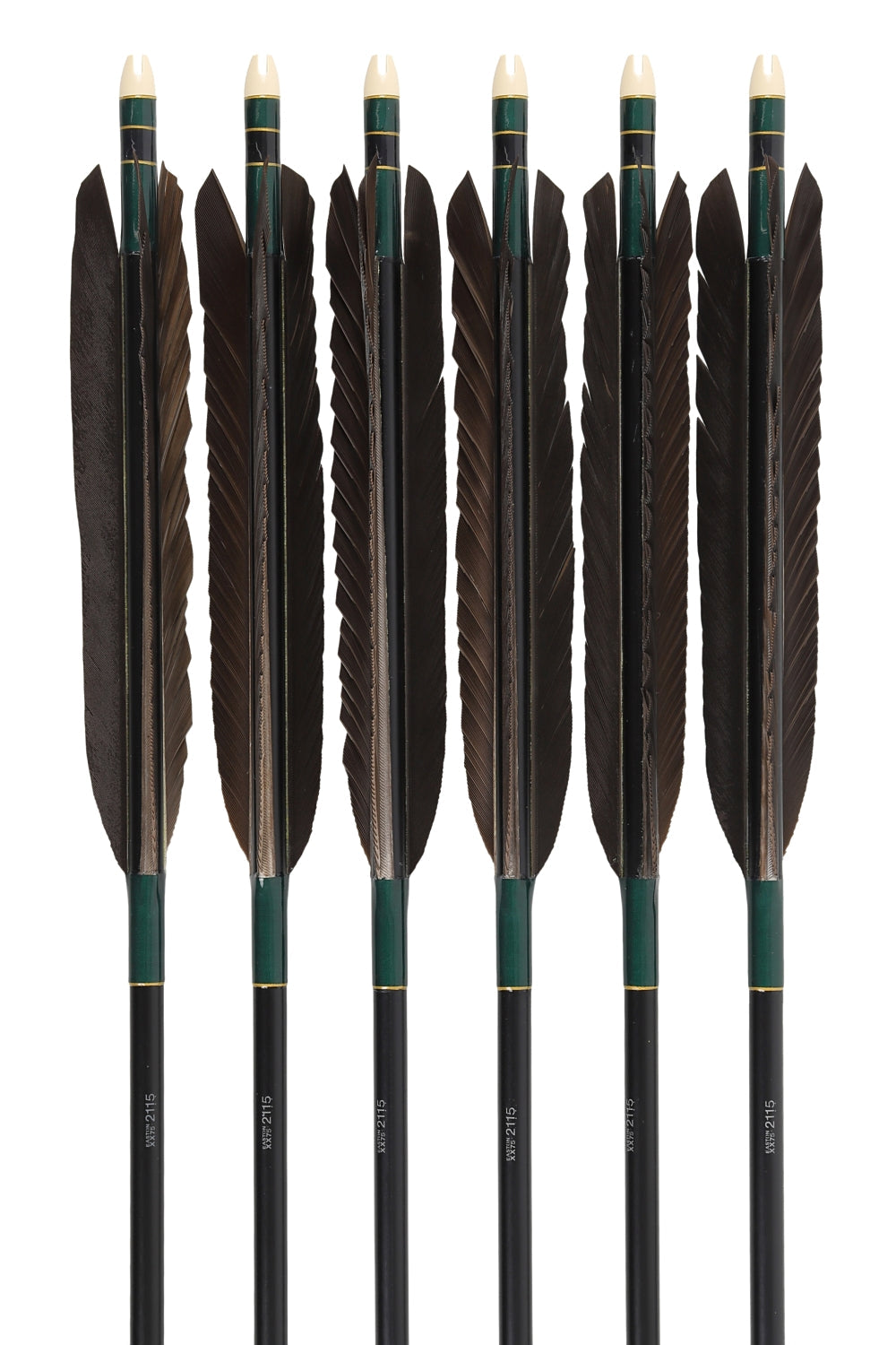【D-1787】Black Wind feather ( 6 types ) - Set of 6 (Shaft Size 2115) Easton イーストン 黒風切 2115シャフト 6本組