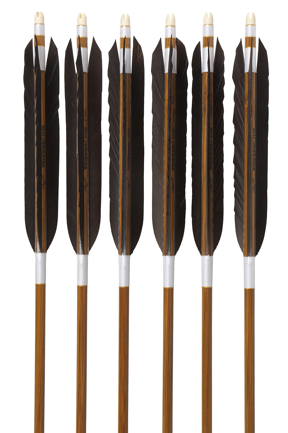 【D-1789】WENEW 80BC ・ Black tip feather / Dye fast:Motoshiro - Set of 6 (Mizuno WENEW 80BC) 黒手羽・黒手羽染抜 元白 WENEW 80BC 6本組