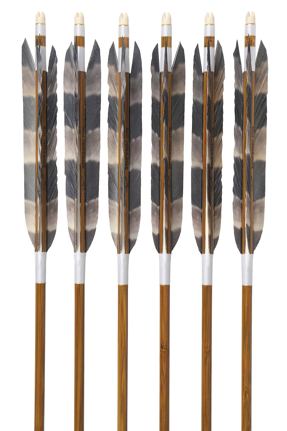 【D-1790】Mizuno carbon WENEW 80BC ・ Black tail feather / Special print:Bear hawk pattern・Kasuo2 pattern  - Set of 6 (Mizuno WENEW 80BC)   黒尾羽・黒尾羽特選プリント(粕尾2・熊鷹柄)WENEW 80BC 6本組