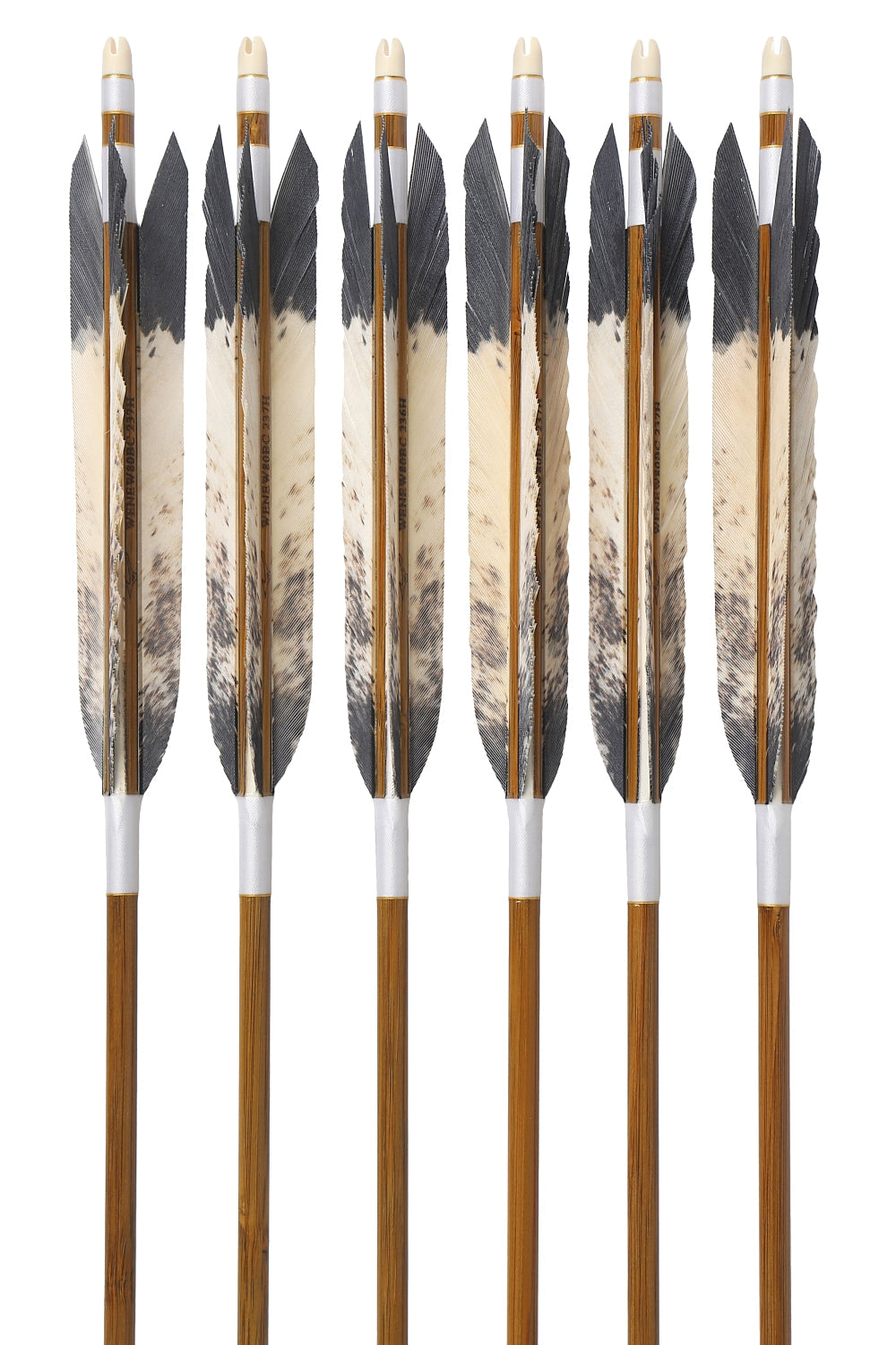 【D-1790】Mizuno carbon WENEW 80BC ・ Black tail feather / Special print:Bear hawk pattern・Kasuo2 pattern  - Set of 6 (Mizuno WENEW 80BC)   黒尾羽・黒尾羽特選プリント(粕尾2・熊鷹柄)WENEW 80BC 6本組