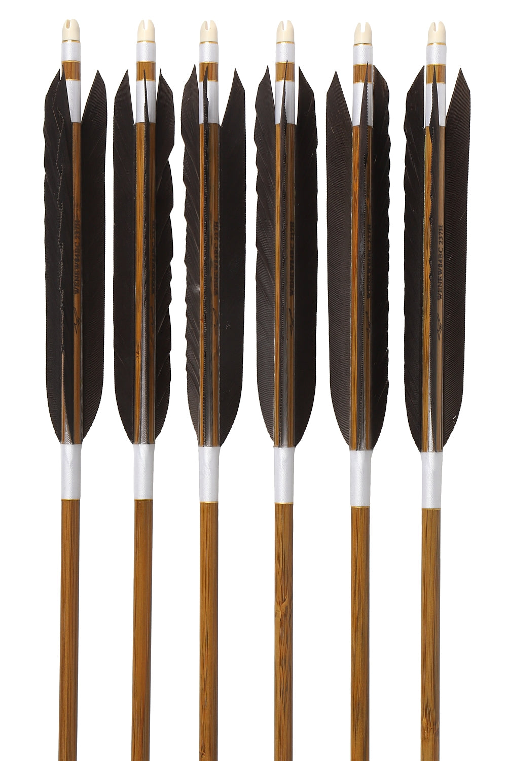 【D-1791】Mizuno carbon WENEW 84BC ・ Black tail feather / Special print:Kasuo2 pattern - Set of 6 (Mizuno WENEW 84BC) 黒尾羽・黒尾羽特選プリント(粕尾2)WENEW 84BC 6本組