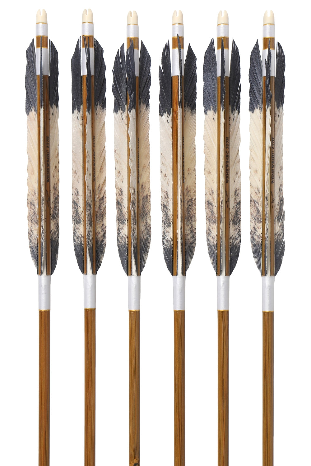 【D-1791】Mizuno carbon WENEW 84BC ・ Black tail feather / Special print:Kasuo2 pattern - Set of 6 (Mizuno WENEW 84BC) 黒尾羽・黒尾羽特選プリント(粕尾2)WENEW 84BC 6本組