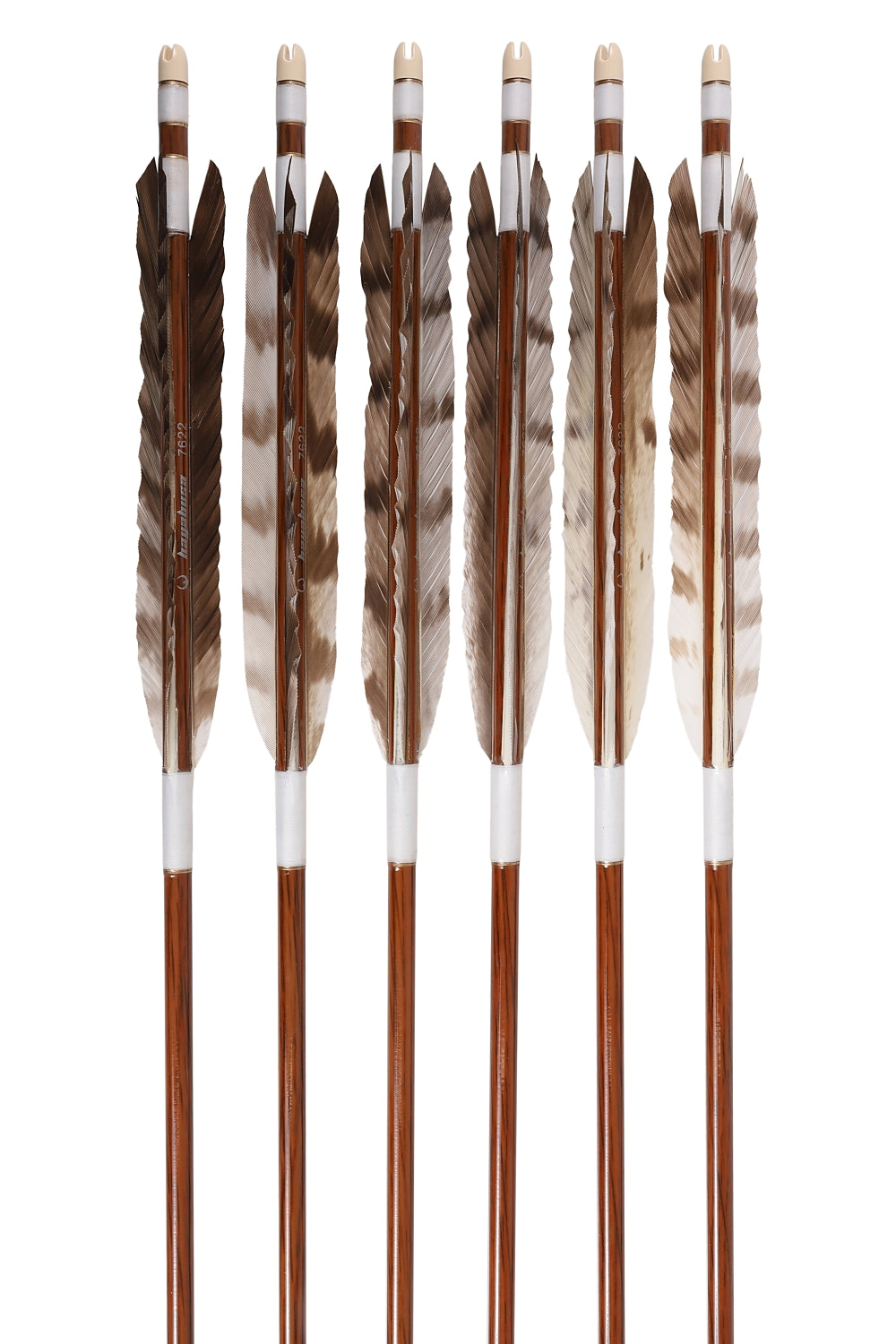 【D-1799】White tip feather ( 2 types ) - Set of 6 (HAYABUSA Carbon 76-22) ハヤブサカーボン 76-22 白手羽 6本組 2種類