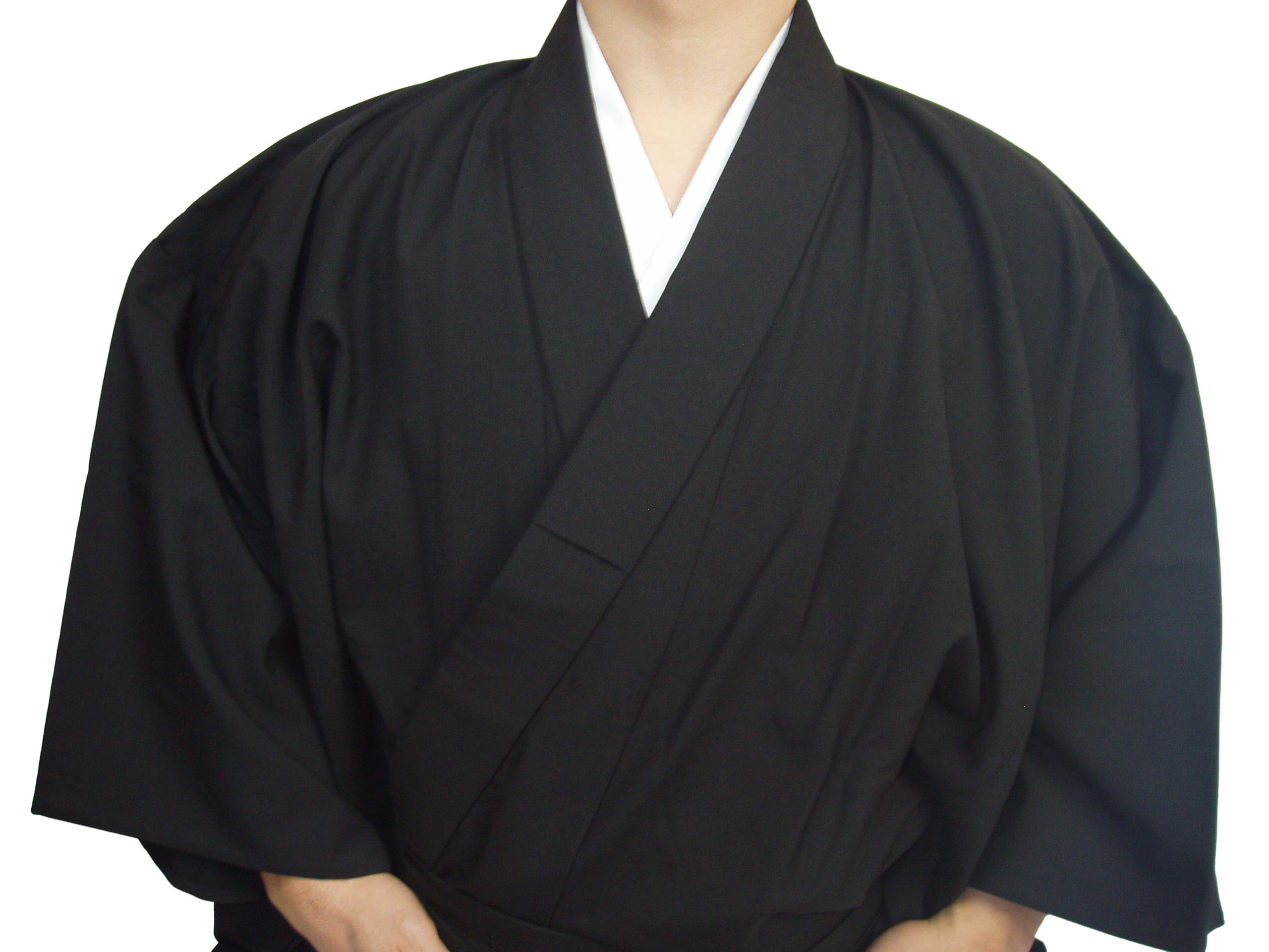 【H-024】 Kimono - Super Wool Size:XL 着物 スーパーウール 特大 黒 紺 弓道 弓具 弓道着物 男性 女性