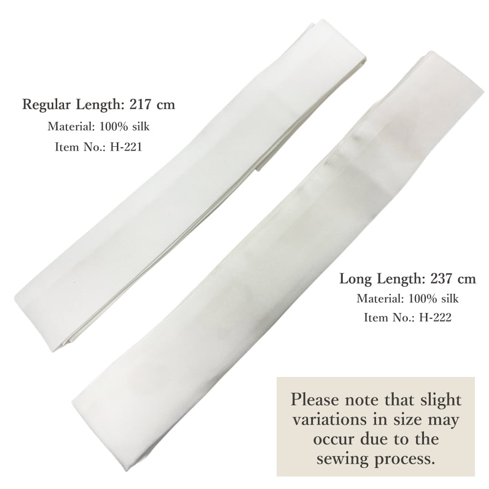 【H-221】 Pure Silk Tasuki - Standard Size 正絹 たすき 通常尺 約217cm 襷 絹 白 シルク 弓道 弓具