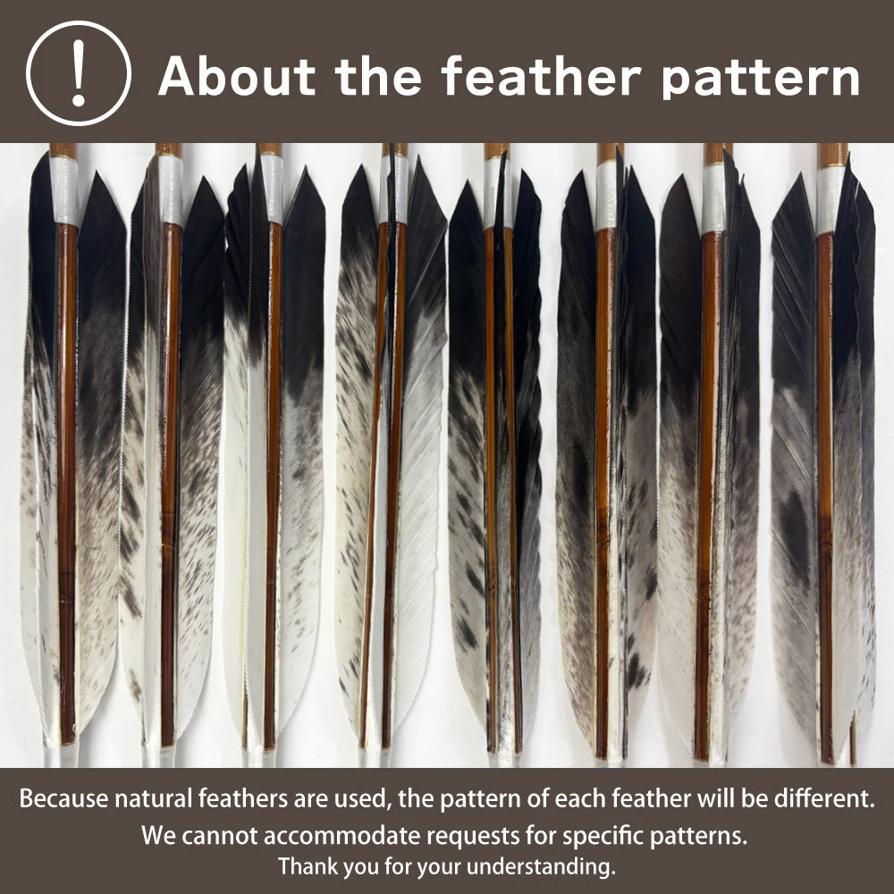 【o-203】Medium-quality custom-made bamboo arrows - :Golden Eagle tail feather - Set of 6 竹矢 フルオーダー製作 犬鷲尾羽 並篦 6本組 弓道 弓具 矢 特注