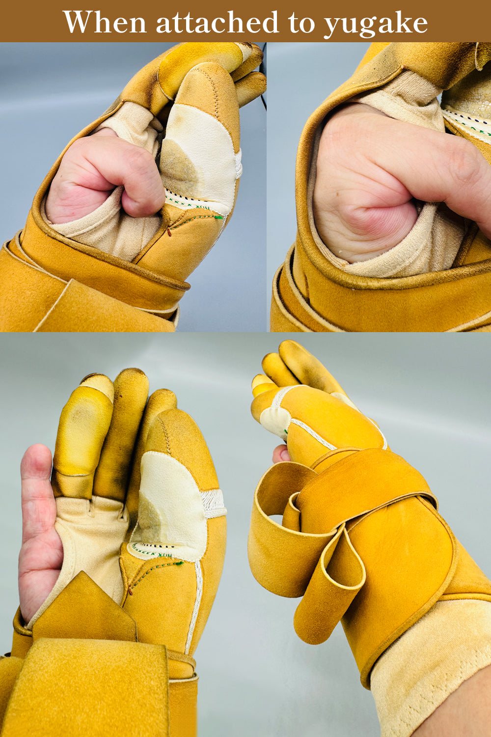 【J-156】 Shitagake (Artificial chamois)- 下カケ 人工セーム革製 SUEDEY(スエーディ) 三つ・四つ S~XLサイズ 弓道 ゆがけ 下かけ