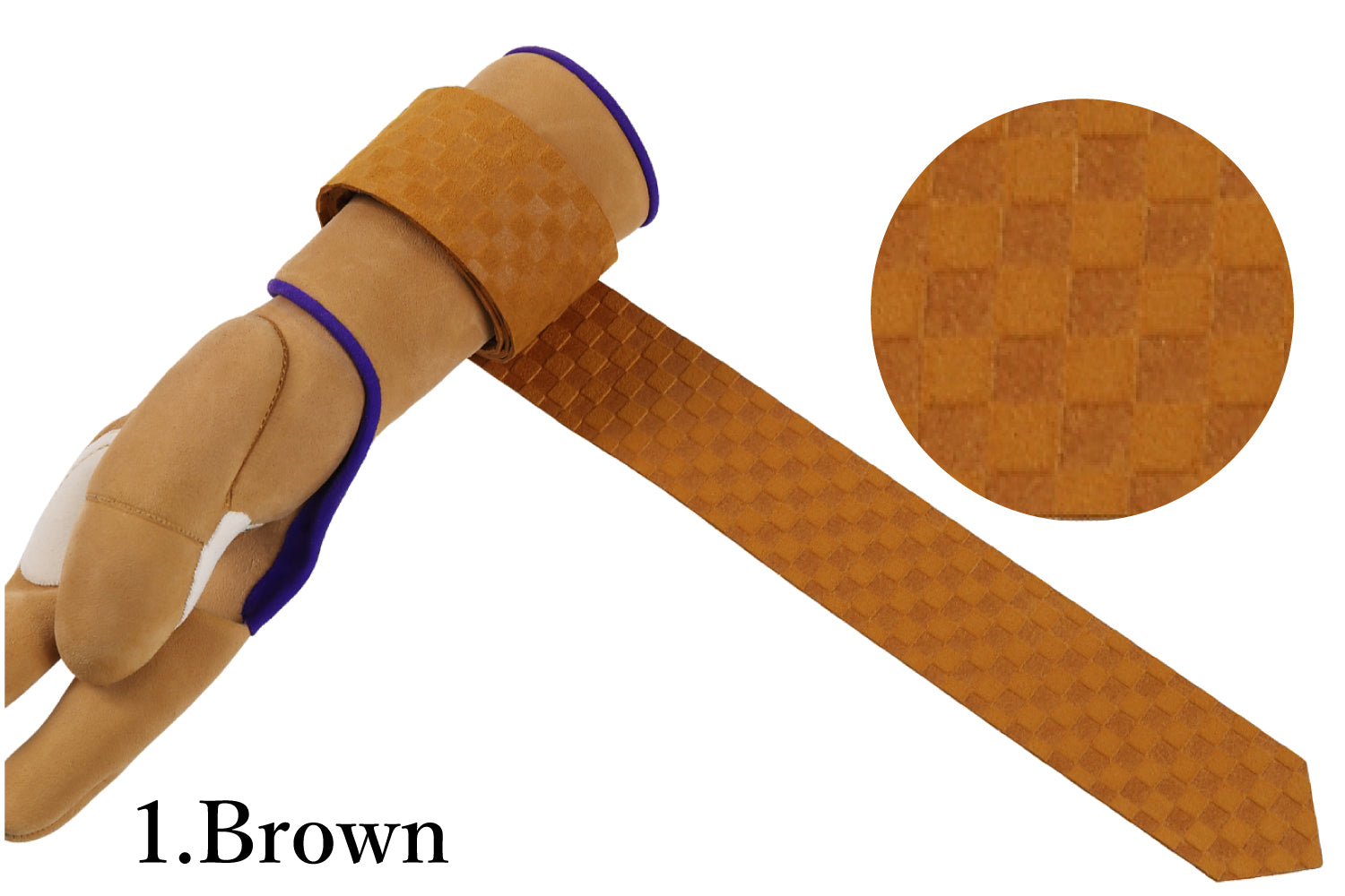 【J-198】 Kake Himo for Yugake - Ultrasuede カケ紐 ウルトラスエード 市松模様 紫・茶・白・グレー