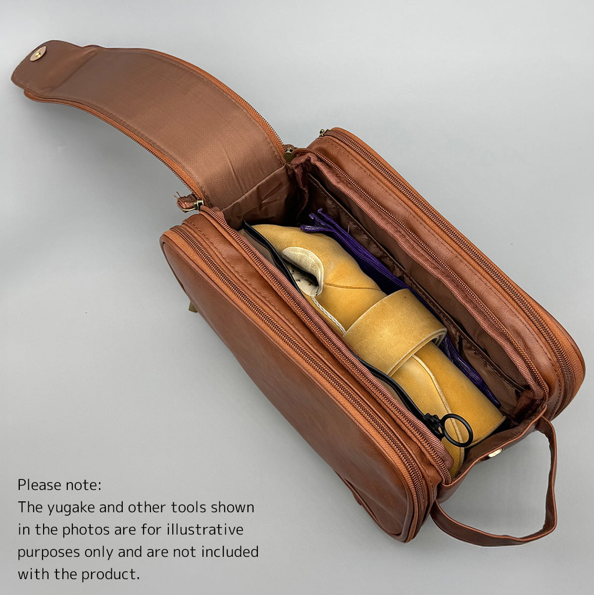 【J-211】 Yugake Case - Dual side compartments ゆがけ入れ 両サイド収納 全3色 カケ用 人工皮革製 ゆがけ かけ 保護 持ち運び 弓道 弓具
