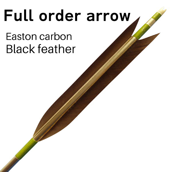 【O-024】Custom Order ： オーダー矢 carbon arrow black feather - Set of 6 - easton carbon 76-20 80-23 黒手羽