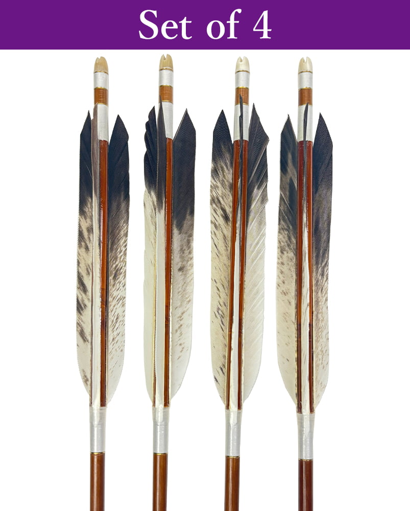 【o-202】Medium-quality custom-made bamboo arrows - :Golden Eagle tail feather - Set of 4 竹矢 フルオーダー製作 犬鷲尾羽 並篦 4本組 弓道 弓具 矢 特注