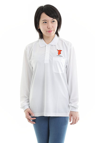 【L-127】Chiba-kun Polo Shirt【Long Sleeves】White SS 3L チーバ君 ドライポロシャツ 長袖 白 ポロシャツ 【チーバくんグッズ】【在庫限りで販売終了】