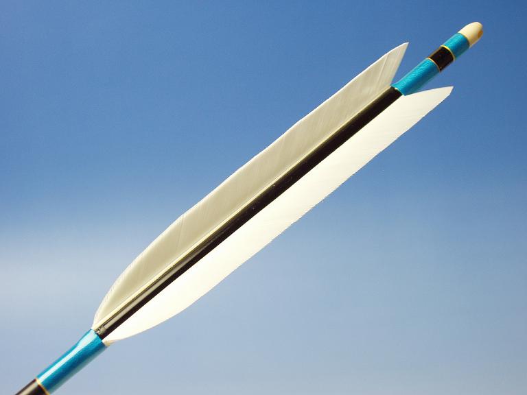 【O-001】Custom Order : オーダー矢 White Fletching - Set of 6 ターキー白羽根