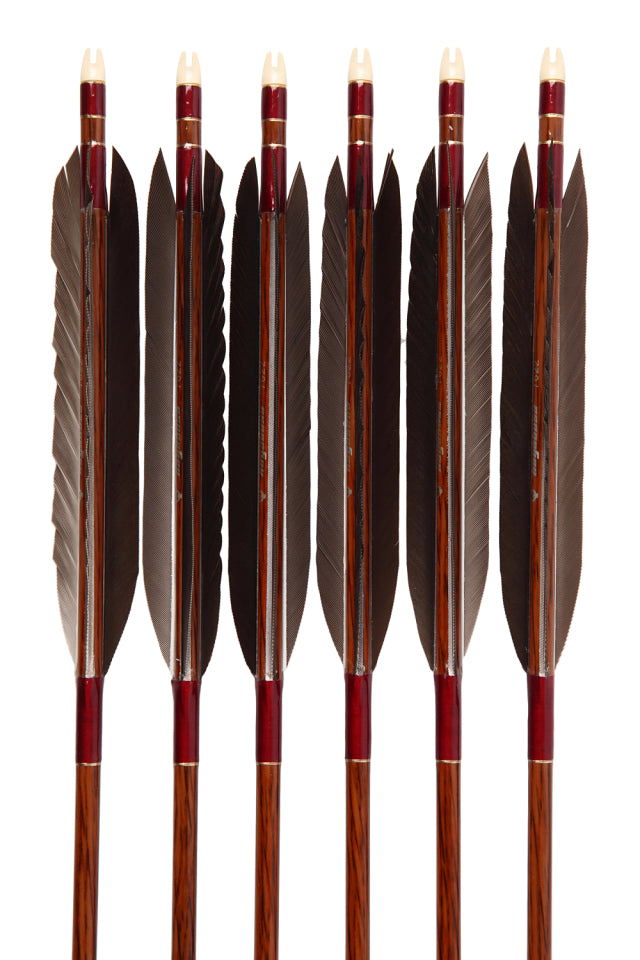 【D-1658】Black wing feather Fletching - Set of 6 (HAYABUSA Carbon 76-22) 黒手羽 ハヤブサカーボン 76-22 6本組
