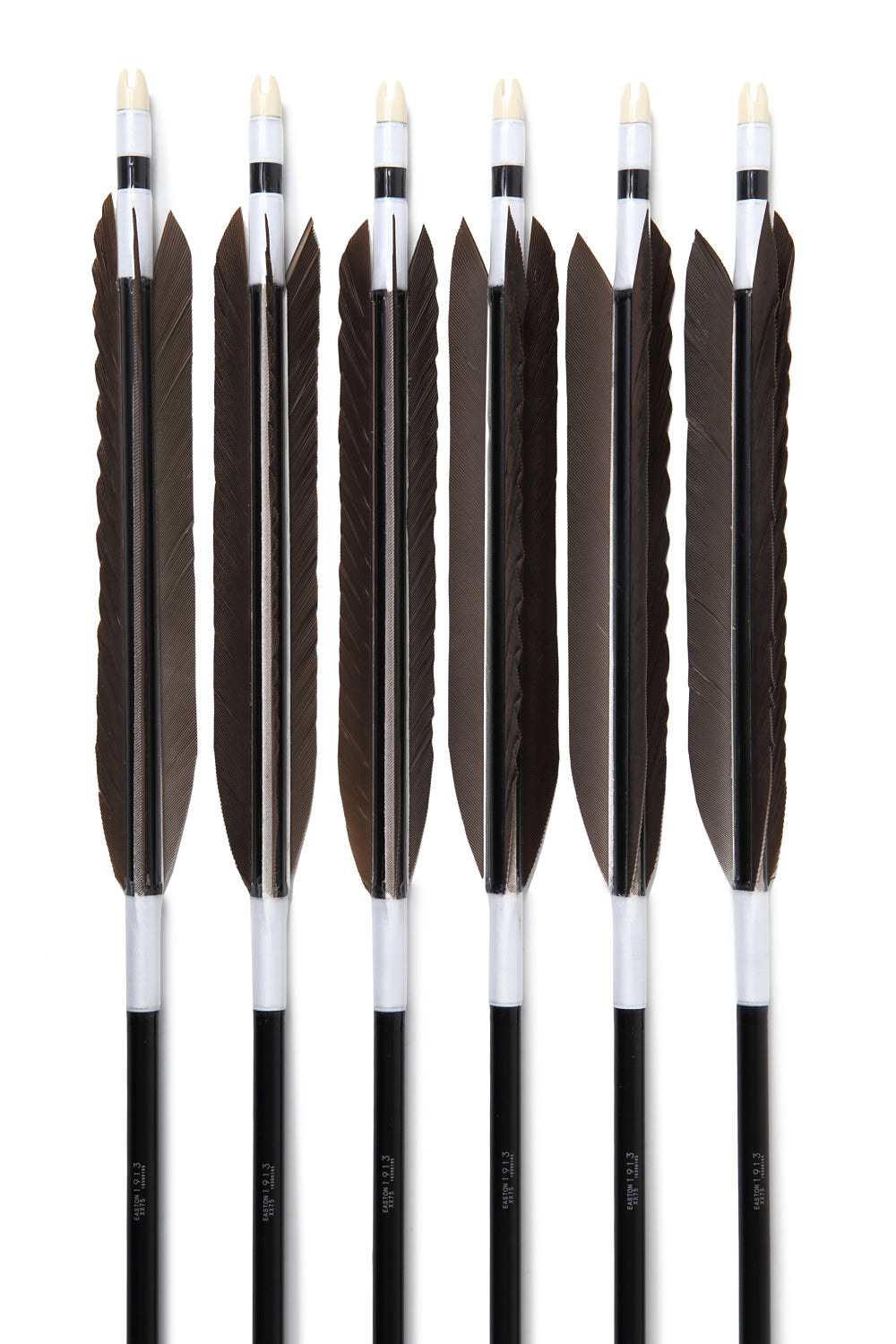 【D-1680】(DEAL of the season !!!)Black wing feathers - Set of 6 (Shaft Size 1913)黒手羽 B級品 1913 6本組 ジュラ矢