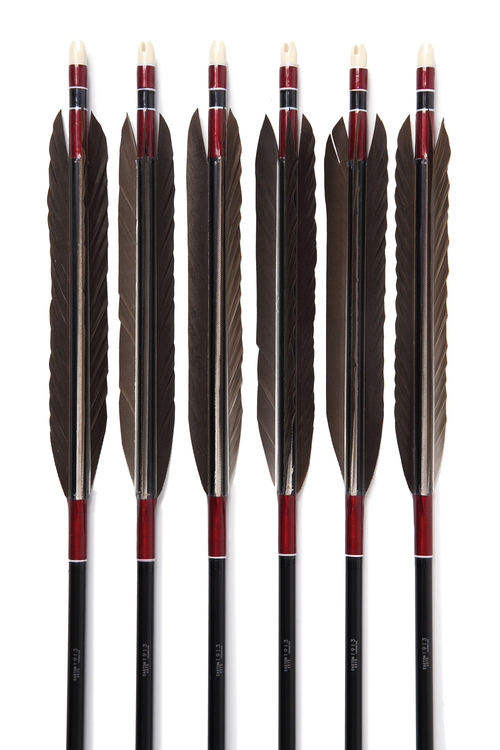 【D-1681】(DEAL of the season !!!)Black wing feathers - Set of 6 (Shaft Size 1913)黒手羽 B級品 1913 6本組 ジュラ矢