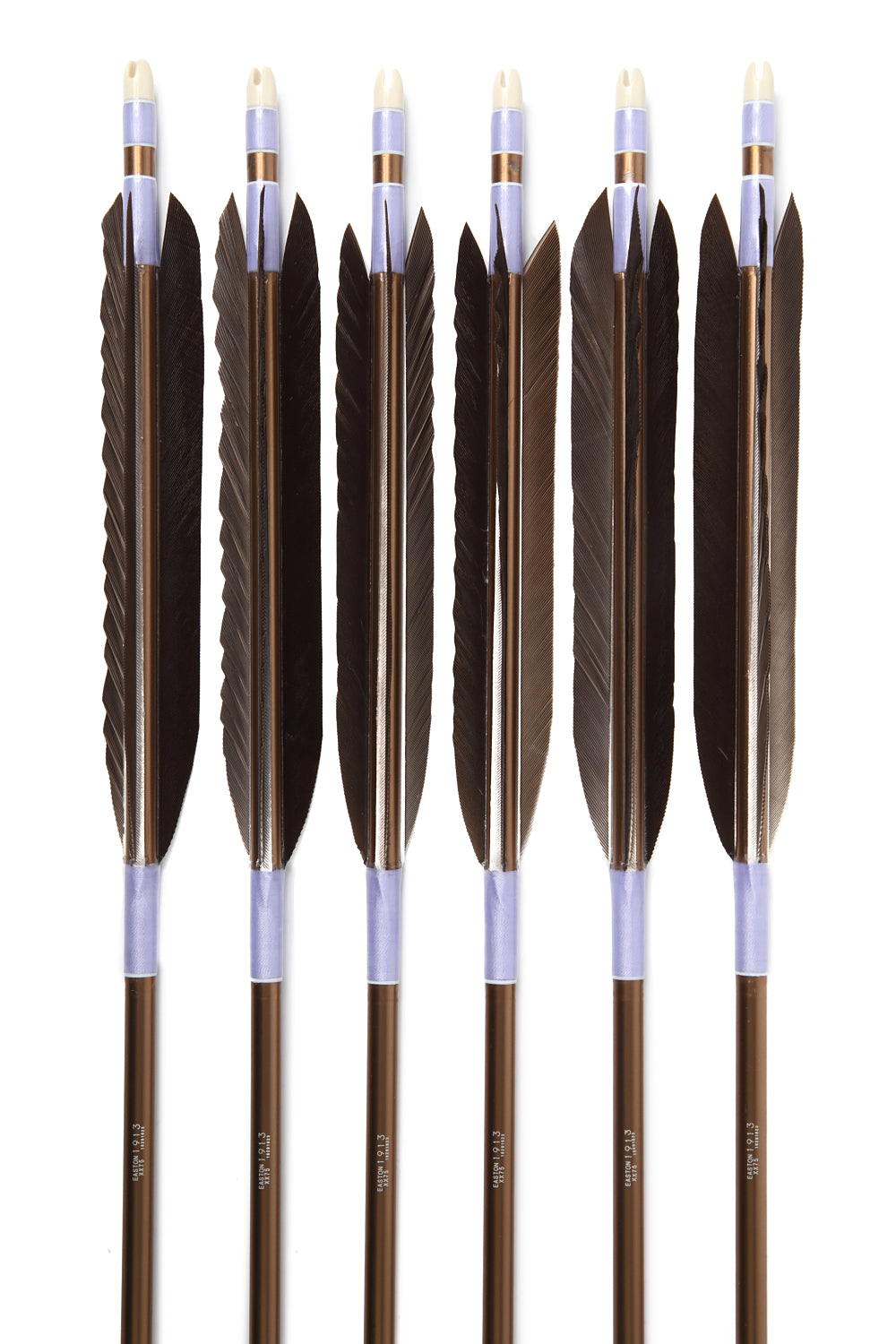 【D-1682】(DEAL of the season !!!)Black wing feathers - Set of 6 (Shaft Size 1913)黒手羽 B級品 1913 6本組 ジュラ矢