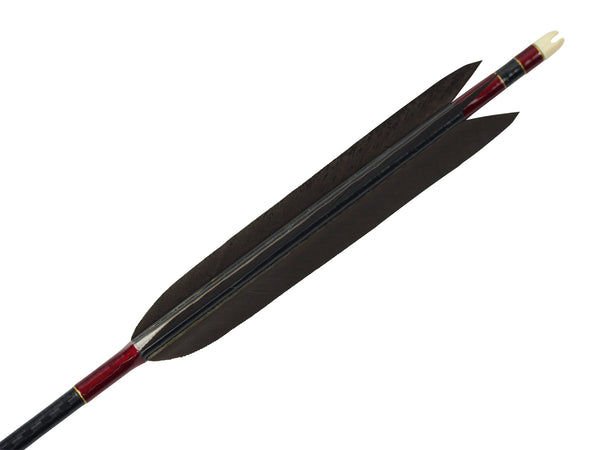 D-1705】Black wing feather Fletching - Set of 6 (Mizuno Carbon