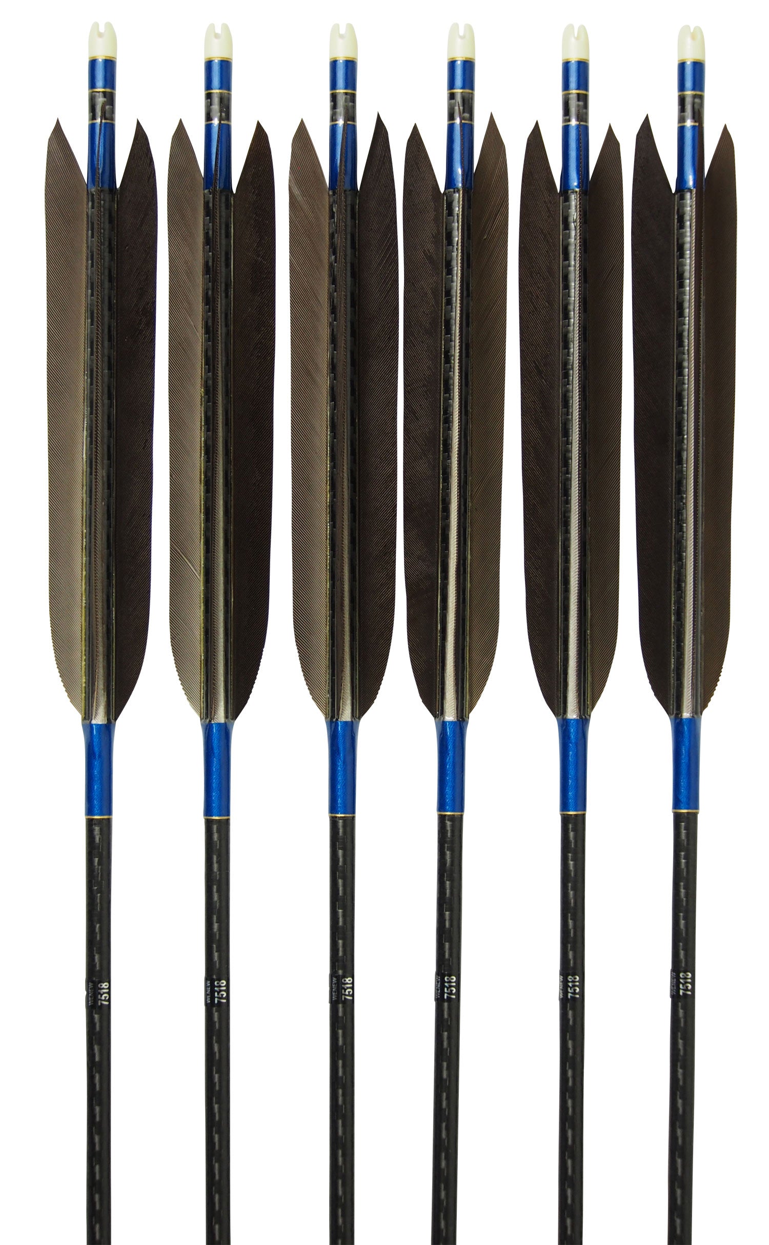 【D-1706】Black wing feather Fletching - Set of 6 (Mizuno Carbon WENEW7518) 黒手羽 ミズノカーボン ウィニュー 75-18 6本組