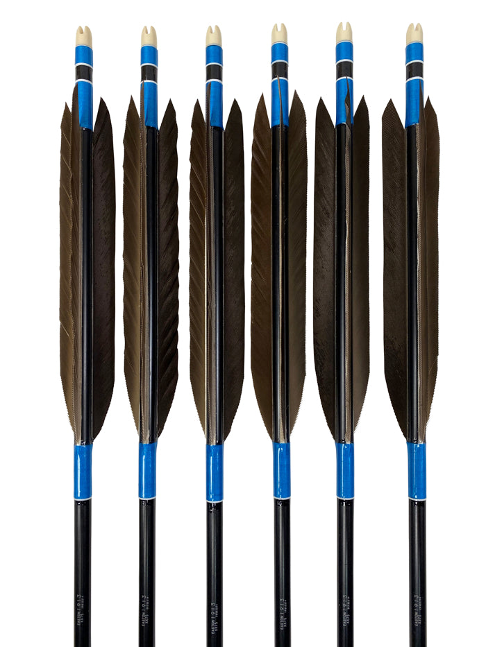【D-1715】(DEAL of the season !!!)Black wing feathers - Set of 6 (Shaft Size 1913) 黒手羽 B級品 1913 6本組