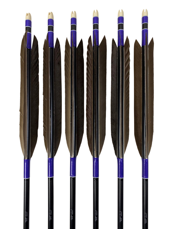 【D-1716】(DEAL of the season !!!)Black wing feathers - Set of 6 (Shaft Size 1913) 黒手羽 B級品 1913 6本組