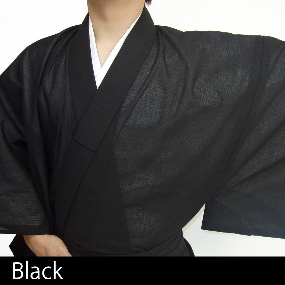 【H-031】 Kimono – Striped (For Summer, Women’s, Black) Size: XL -- 在庫限り 着物 縞紗(夏用)女性用 黒のみ 特大