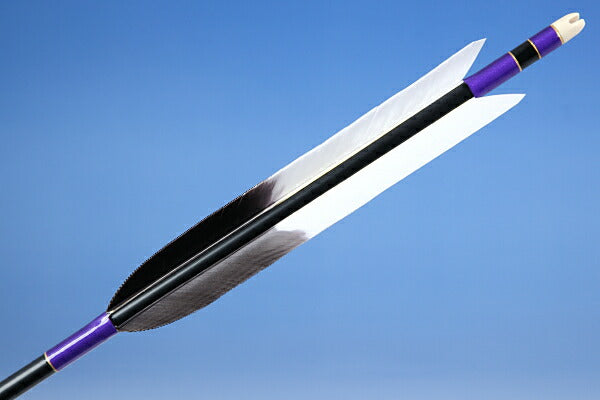【O-021】Custom Order : オーダー矢 Black Fore Fletching - Set of 6 - Carbon Shaft カーボン ターキー元黒 6本組