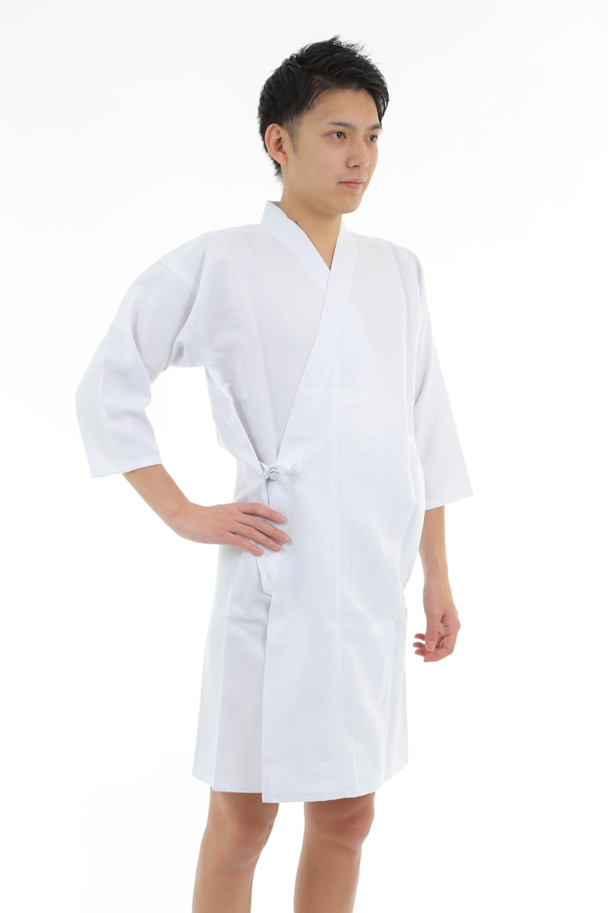 【H-233】 Uwagi - Long Sleeved Winter Unisex Size：2L 3L 冬用 長袖 上着 男女兼用 後ろポケット付き 白 弓道 弓具 弓道着