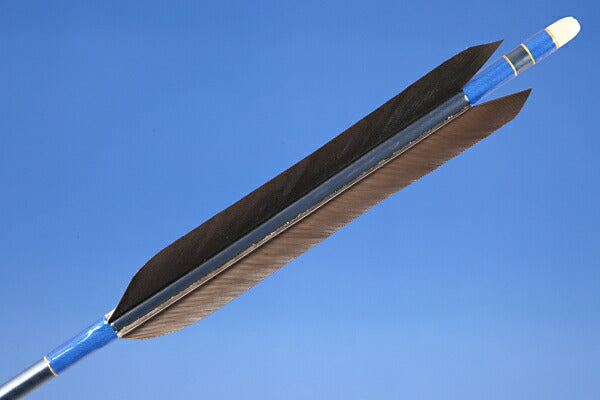 【D-1332】Black Fletching - Set of 6 (Shaft Size2015)黒手羽 2015 グレーシャフト 6本組 ハギ糸：青