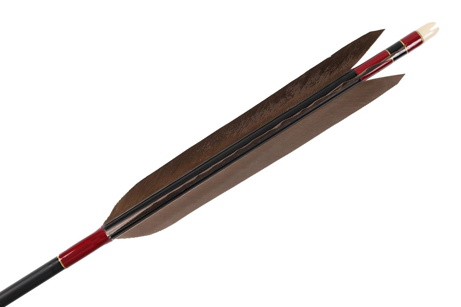 【D-1754】Black wing feather Fletching - Set of 6 (TAKUMI Carbon 75-17S) 黒手羽 匠カーボン 75-17S 6本組