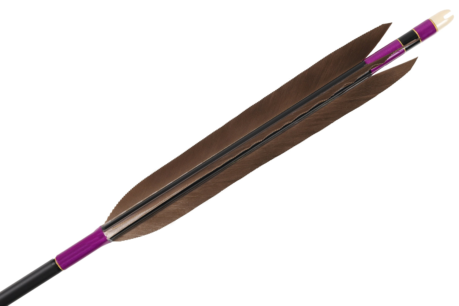 【D-1755】Black wing feather Fletching - Set of 6 (TAKUMI Carbon 75-17S) 黒手羽 匠カーボン 75-17S 6本組