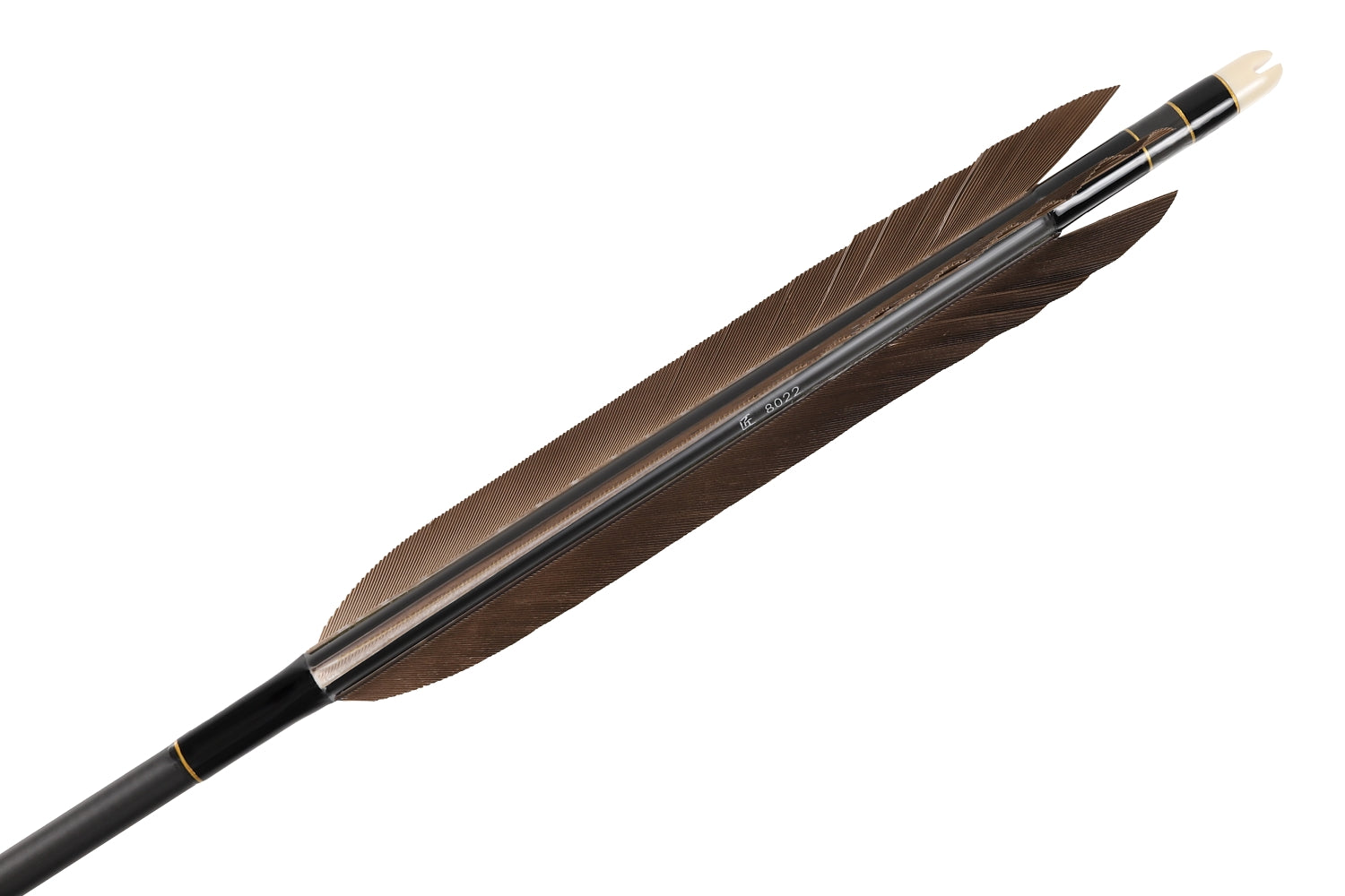 【D-1758】Black wing feather Fletching - Set of 6 (TAKUMI Carbon 80-22) 黒手羽 匠カーボン 80-22 6本組