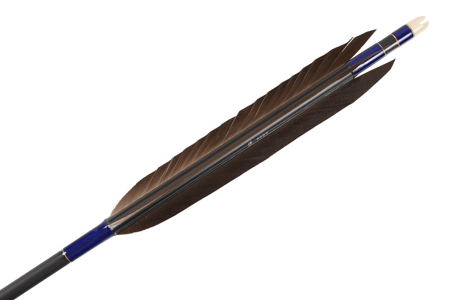【D-1760】Black wing feather Fletching - Set of 6 (TAKUMI Carbon 80-22) 黒手羽 匠カーボン 80-22