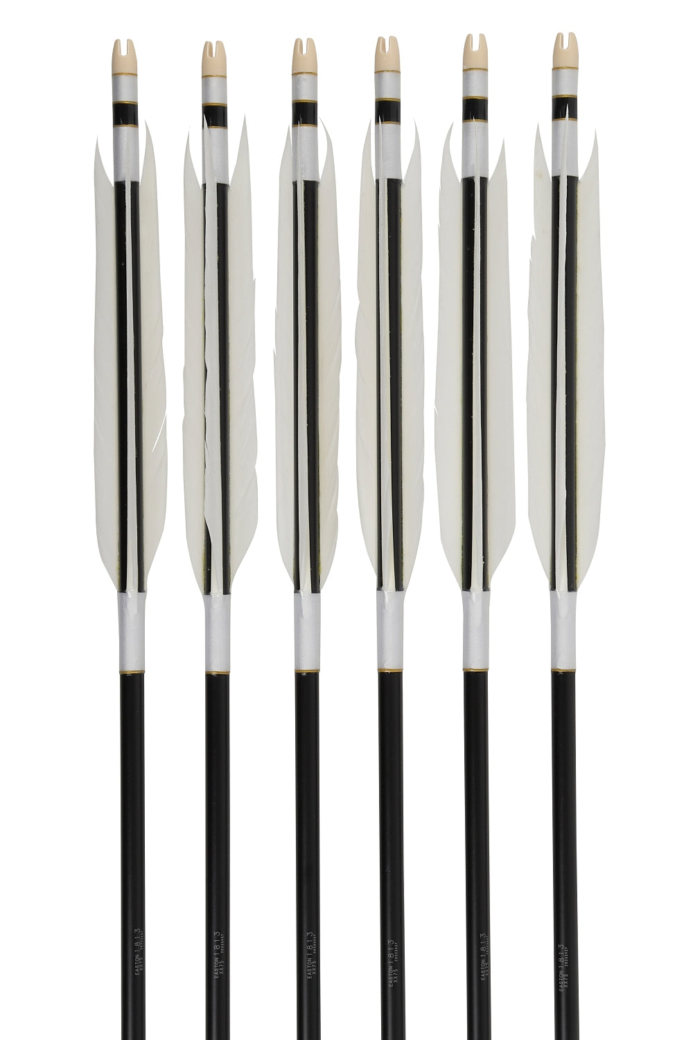 【D-1775】Enteki　White goose ／ Black feather ( 4 types )  - Set of 6 (Shaft Size 1813) Easton イーストン 白グース・黒ヤリ羽根　遠的矢　1813シャフト 6本組