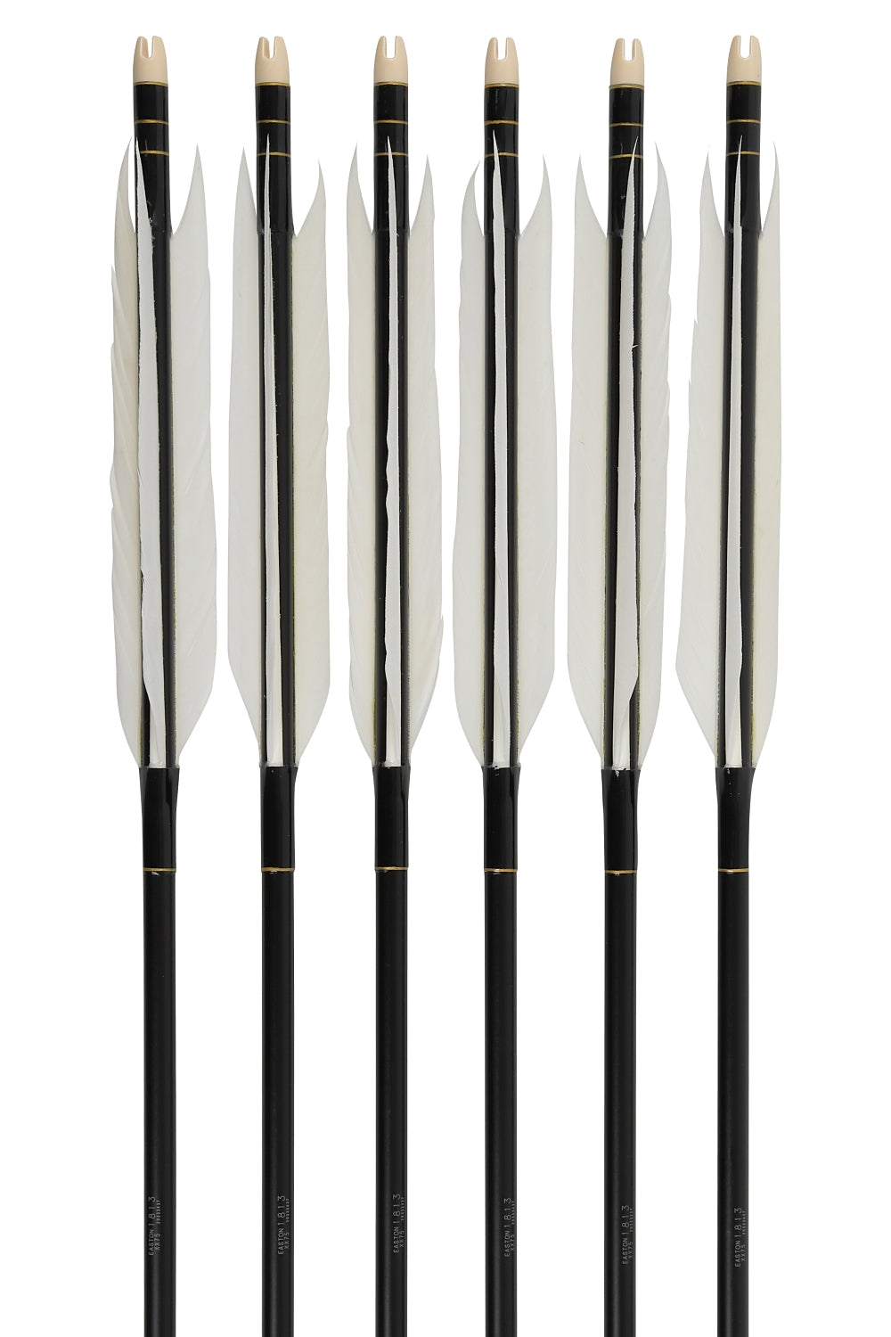 【D-1775】Enteki　White goose ／ Black feather ( 4 types )  - Set of 6 (Shaft Size 1813) Easton イーストン 白グース・黒ヤリ羽根　遠的矢　1813シャフト 6本組